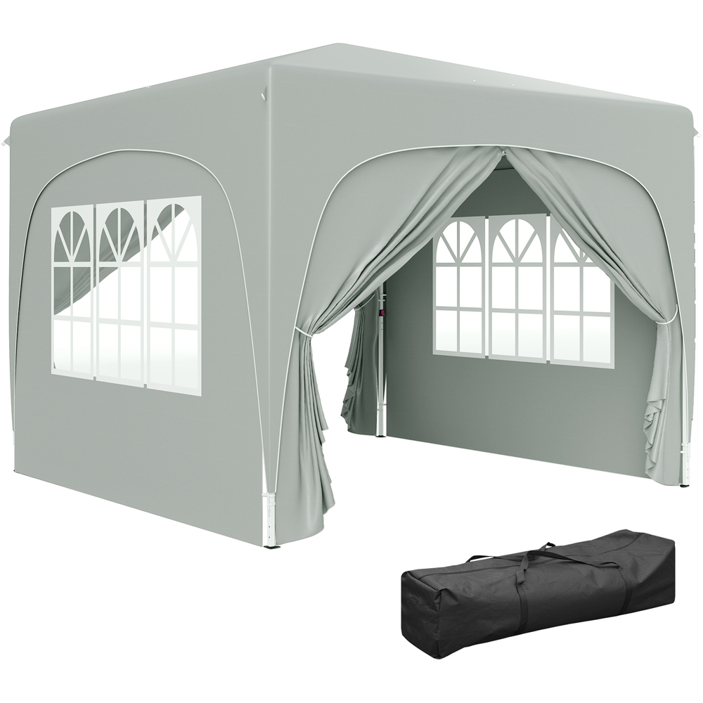 Outsunny 3 x 3m Light Grey UPF50+ Pop Up Gazebo with Sides and Carry Bag Image 2