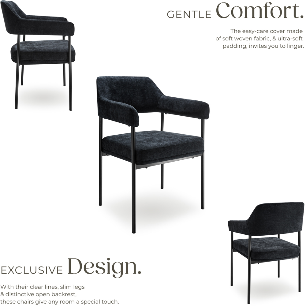 tectake Mave Set of 4 Taupe and Chrome Dining Chair Image 3