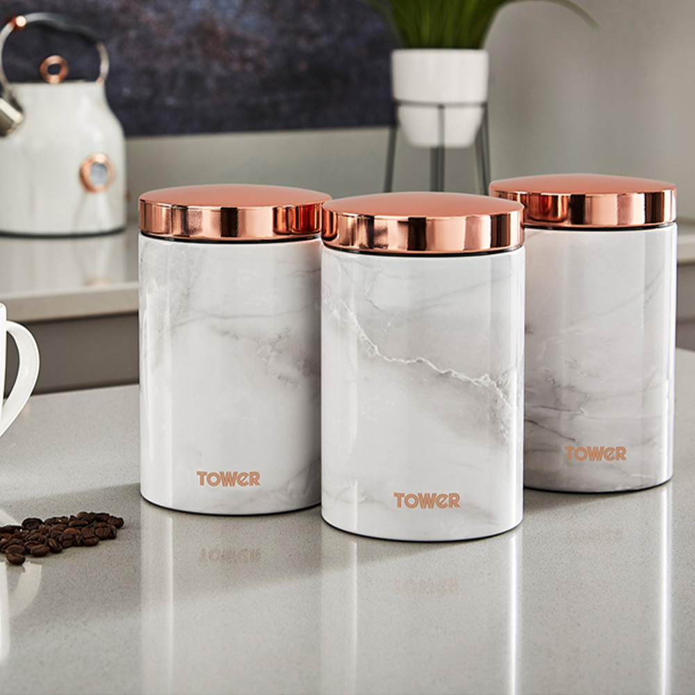 Tower 1.6L Marble Effect Canisters 3 Pack Image 2