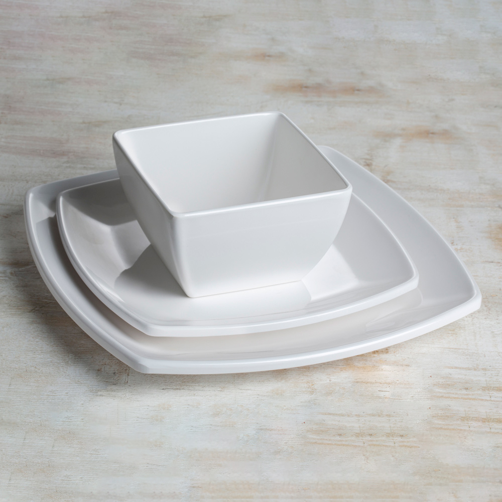 TP Square Melamine White 12 Piece Dinner Set Image 2