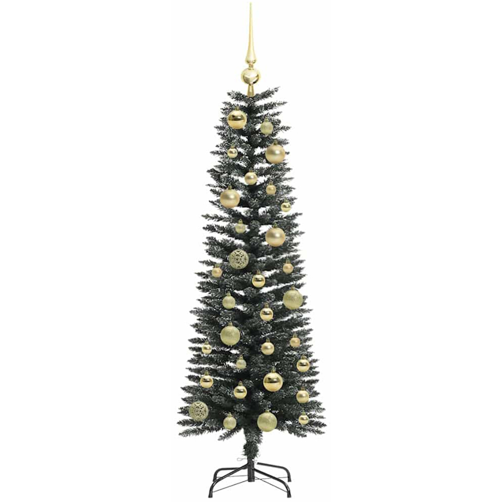 vidaXL Pre-Lit Gold Baubles Green Artificial Christmas Tree 4ft Image 4