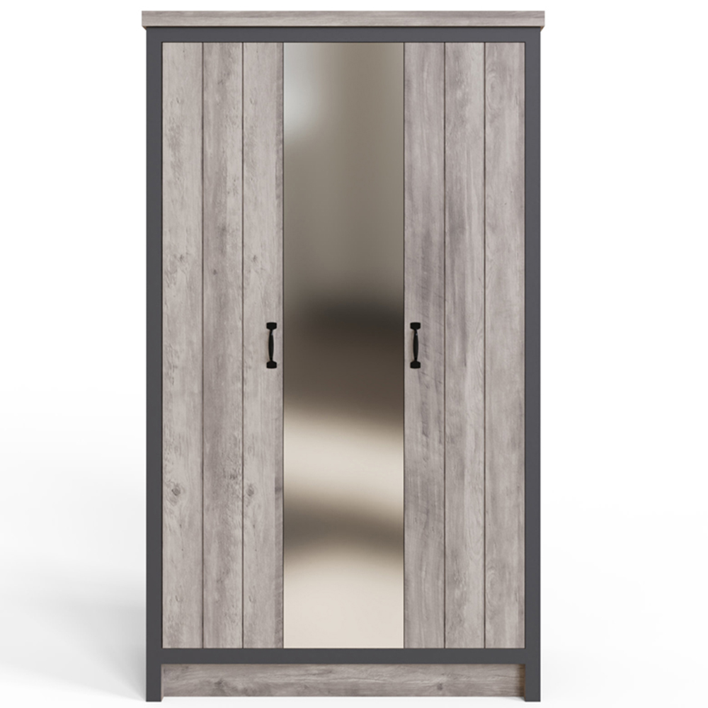 GFW Boston 3 Door Grey Mirrored Wardrobe Image 4