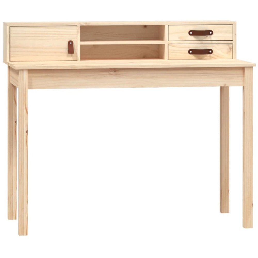 vidaXL Single Door 2 Drawer Single Shelf Office Desk Natural Brown Image 2