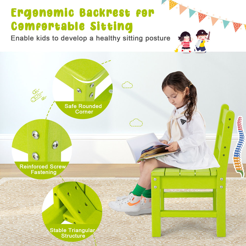 Costway Set of 2 Kids Green Learning Chair with Backrest Image 5