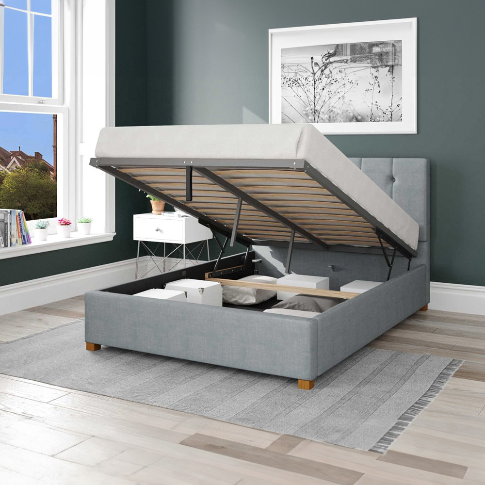 Aspire Hepburn Double Sky Malham Weave Ottoman Bed Image 2