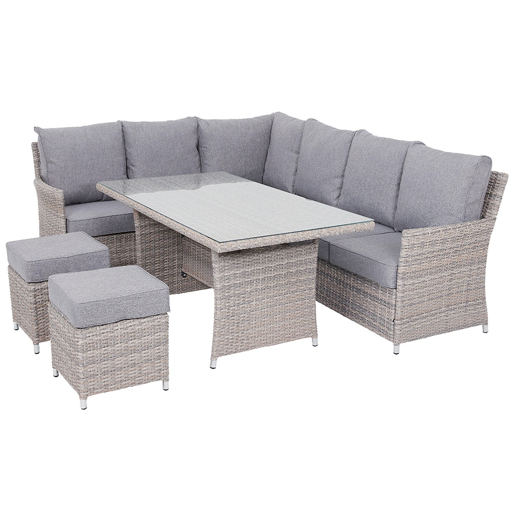 Florence 7 Seater Grey Wicker Outdoor Corner Sofa Set Image 2