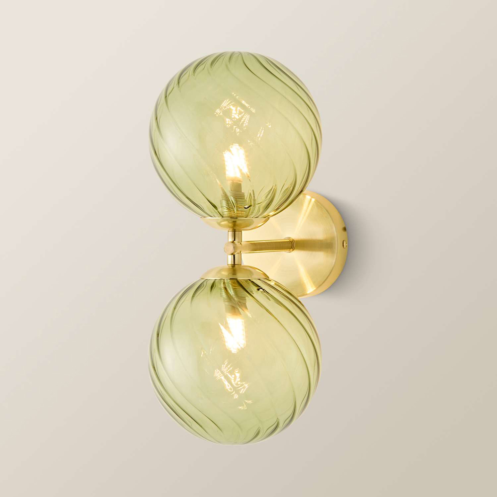 ValueLights Sydney 2 Light Gold Swirl Shade Wall Light with Bulb 2 Pack Image 3