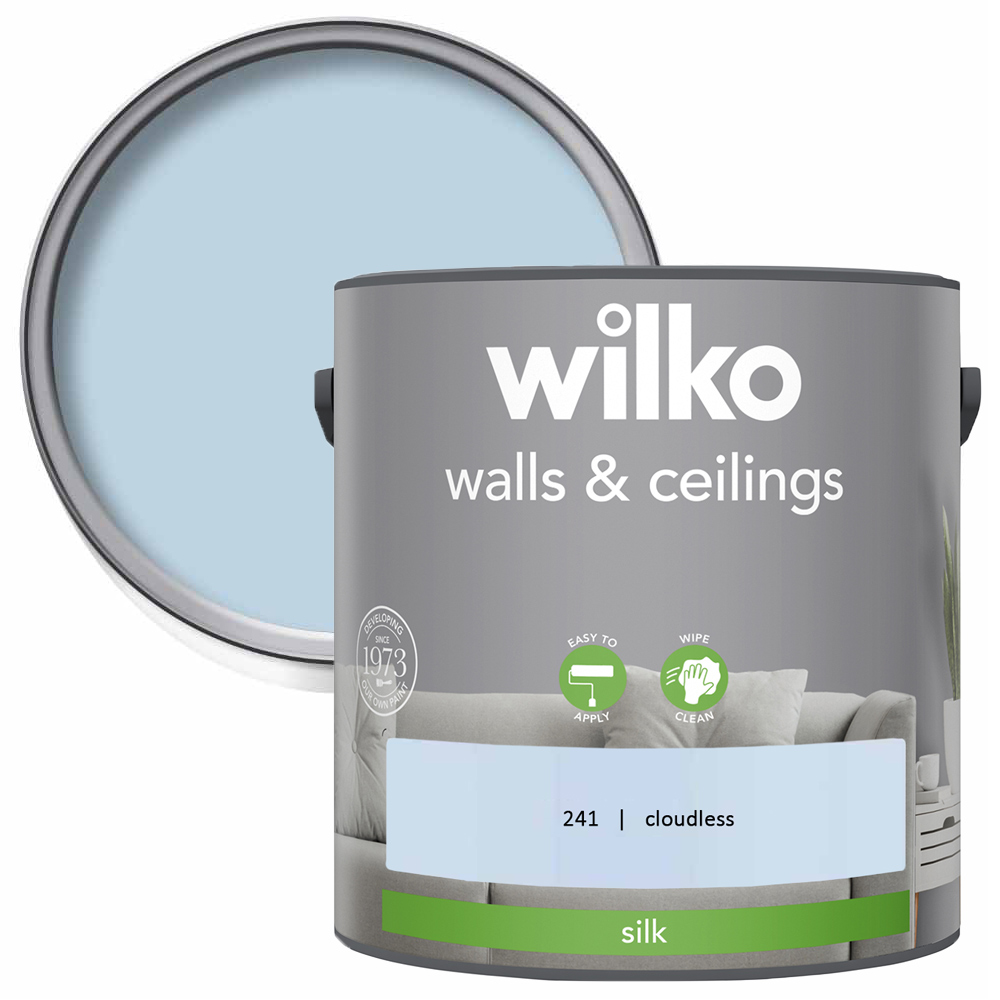 Wilko Walls & Ceilings Cloudless Silk Emulsion Paint 2.5L Image 1