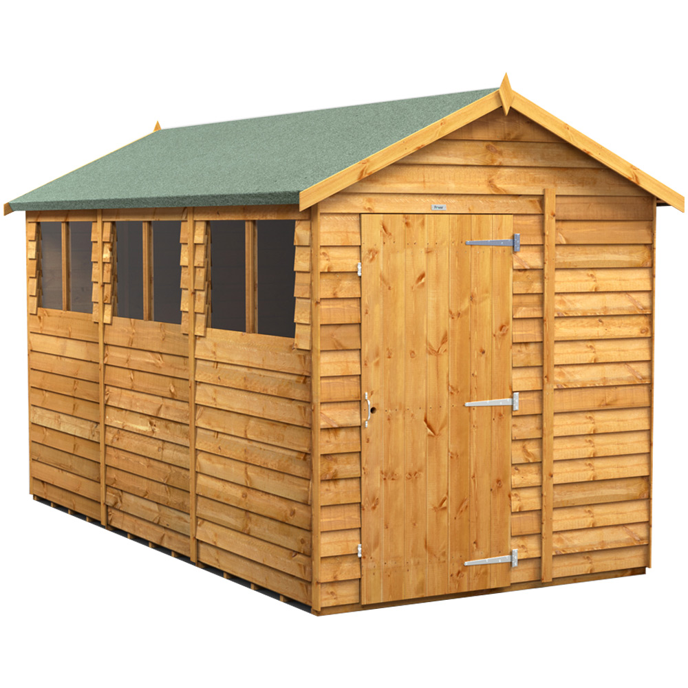 Power Sheds 12 x 6ft Overlap Apex Wooden Shed with Window Image 1
