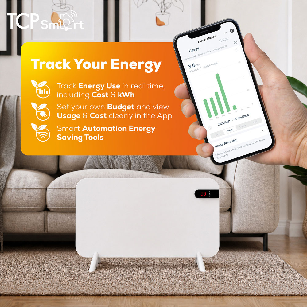 TCP Smart White Infrared Panel Heater with Energy Monitoring 400W Image 6