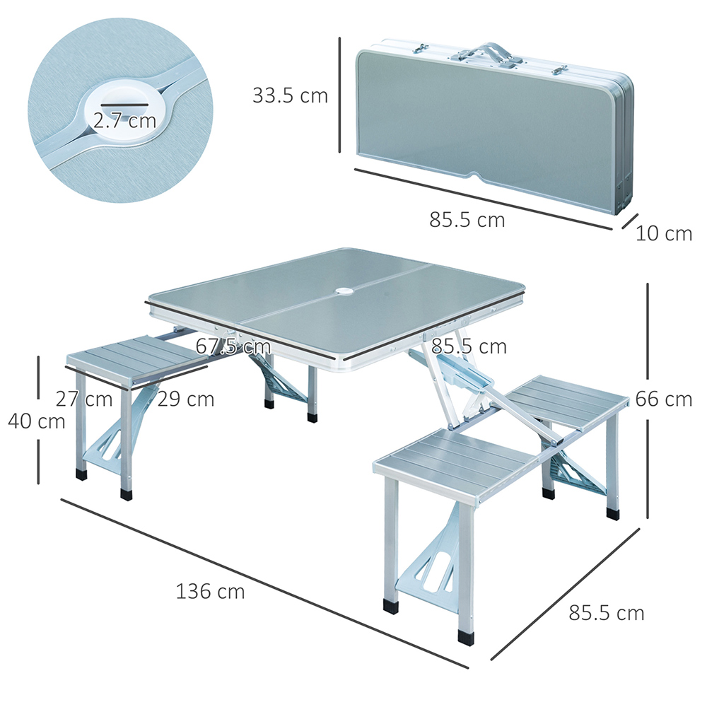 Outsunny Aluminium Folding Camping Picnic Table Set Image 5