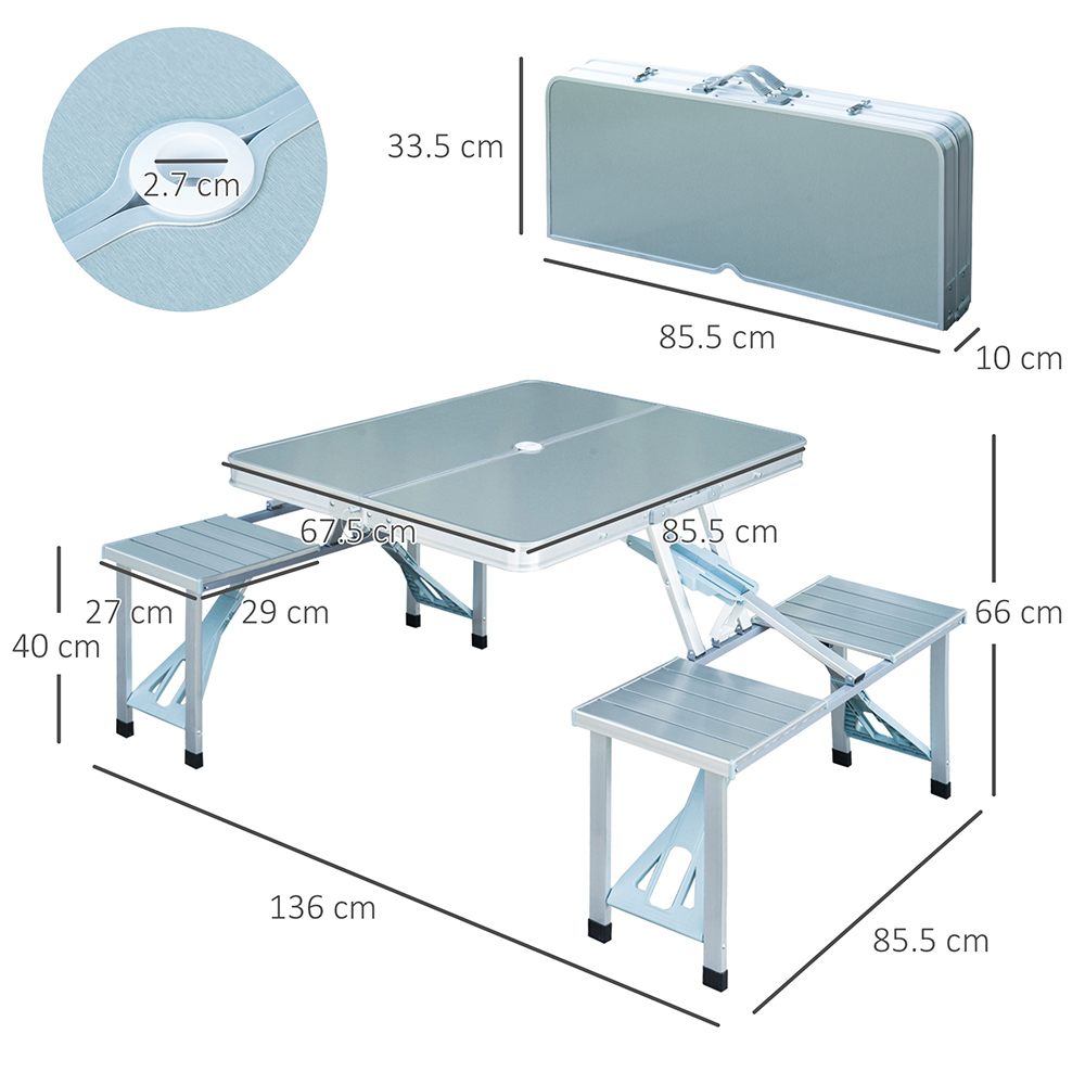 OUTSUNNY Table pliante en aluminium table de camping table de