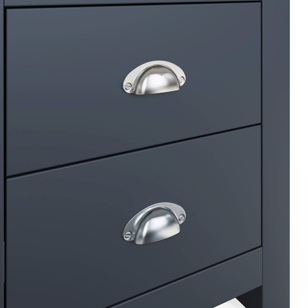 GFW Lancaster 2 Drawer Slate Blue Bedside Table with Oak Effect Top Image 6