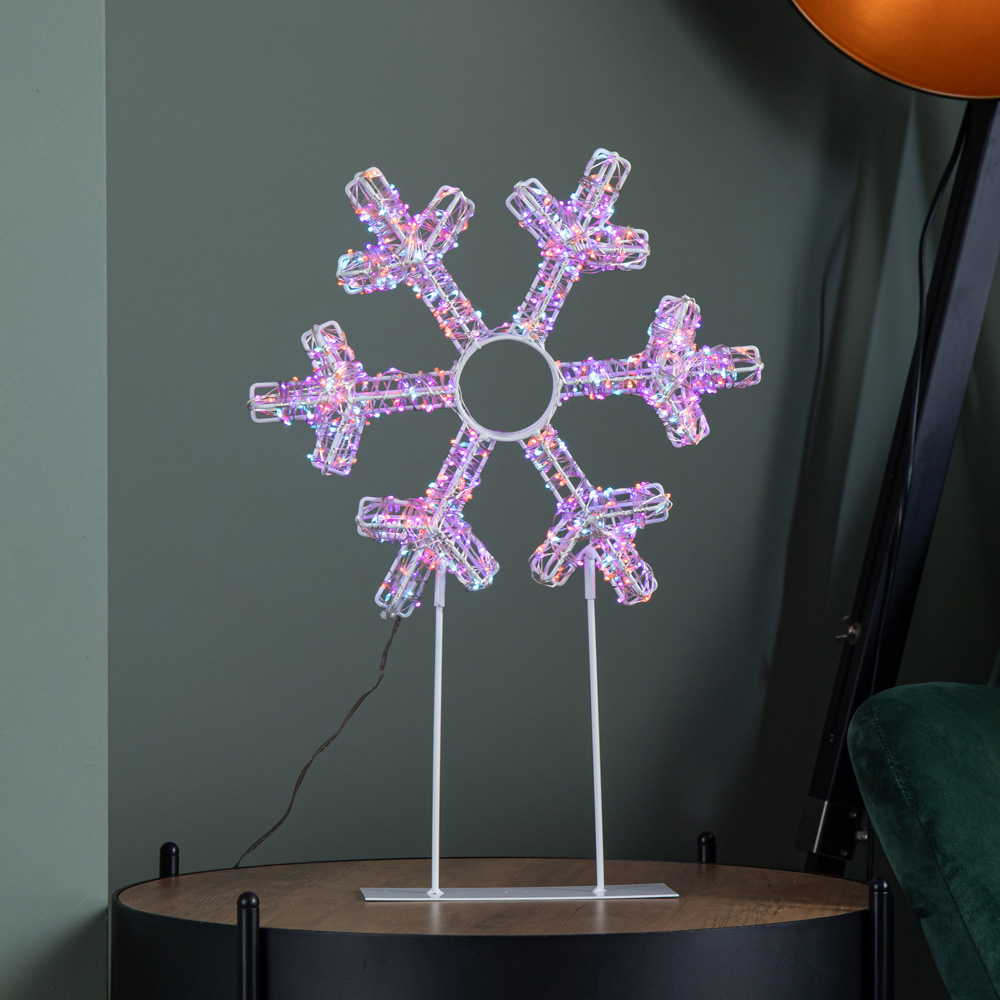 Samuel Alexander 720 Twinkling Rainbow LED Light-Up White Christmas Snowflake on Metal Stand 45cm Image 6