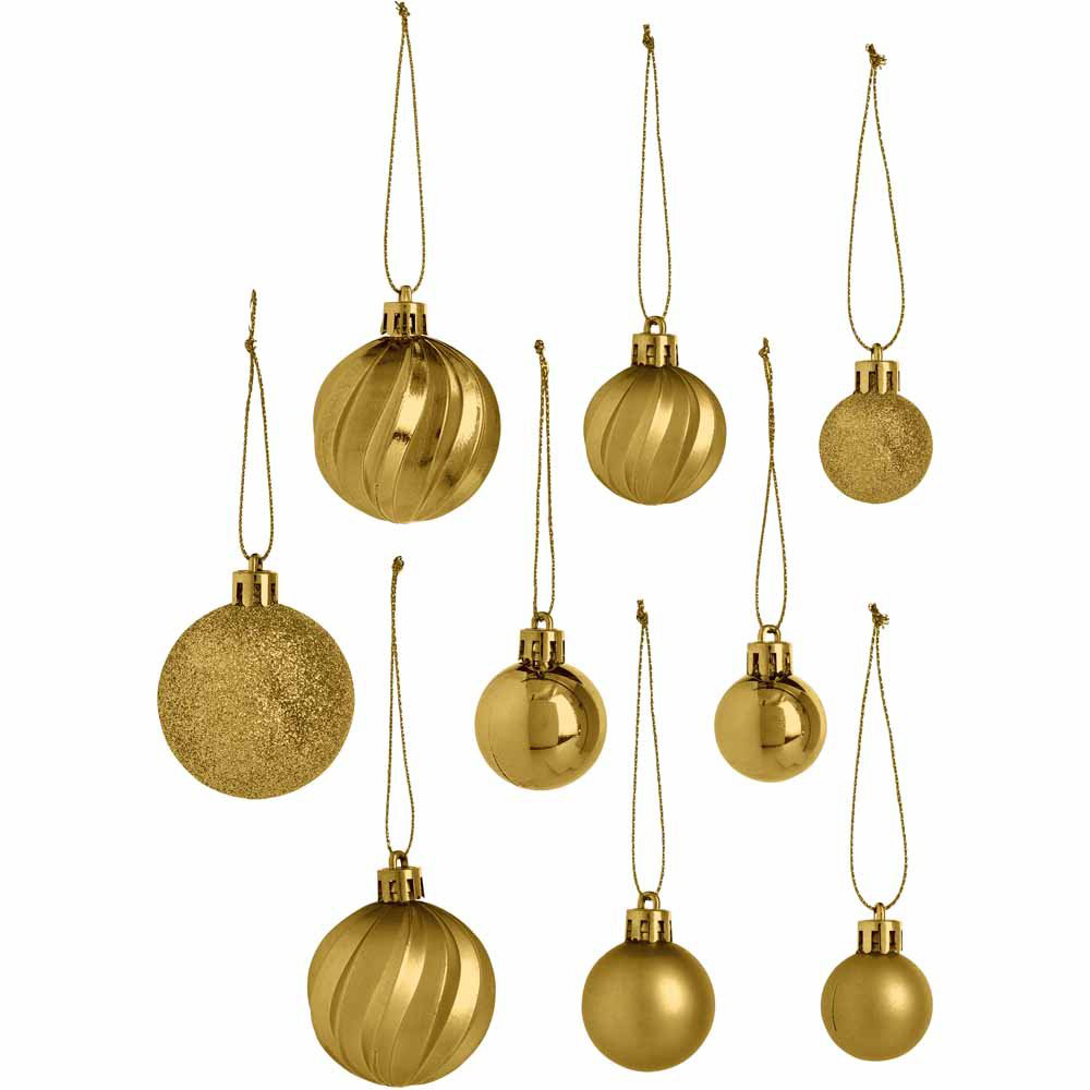 Wilko Luxe Gold Baubles Large 38 pack Image 2