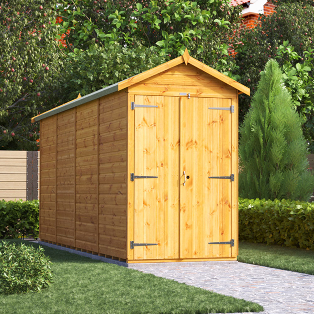 Power Sheds 16 x 4ft Double Door Apex Wooden Shed Image 2