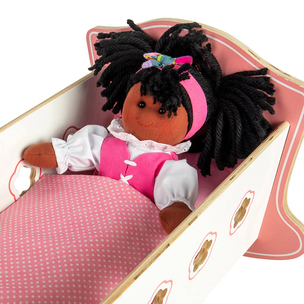 Bigjigs Toys Wooden Dolls Cradle 43.8 x 24.7 x 27.6cm Image 4