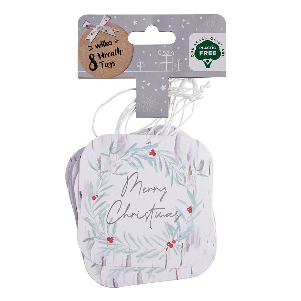 Wilko First Frost Wreath Tags 8 Pack Image 1