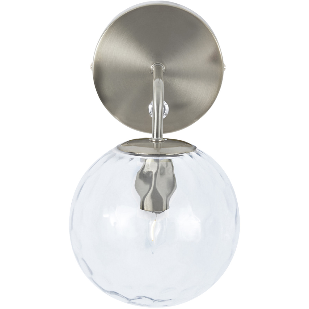 Teamson Home Silver Single Light Armed Wall Sconce Glass Globe Shade Image 3