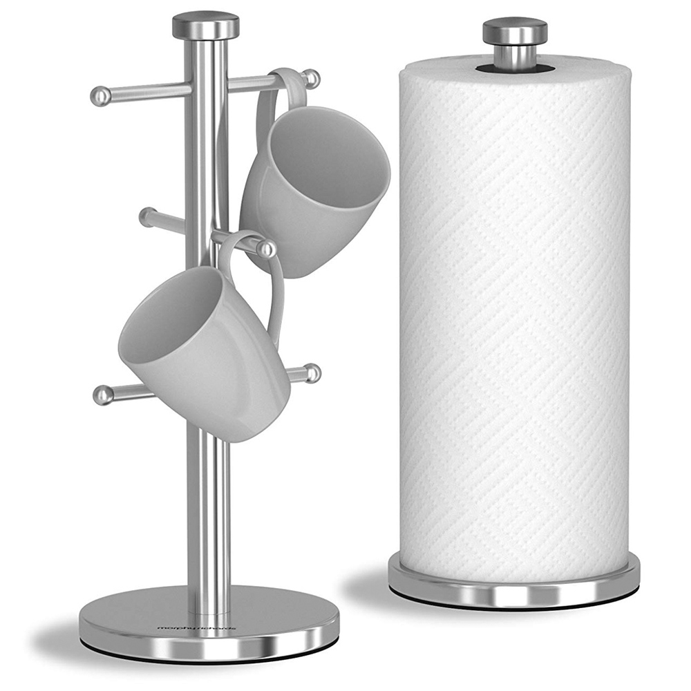 Morphy Richards Stainless Steel Mug Tree and Towel Pole Set Image 1