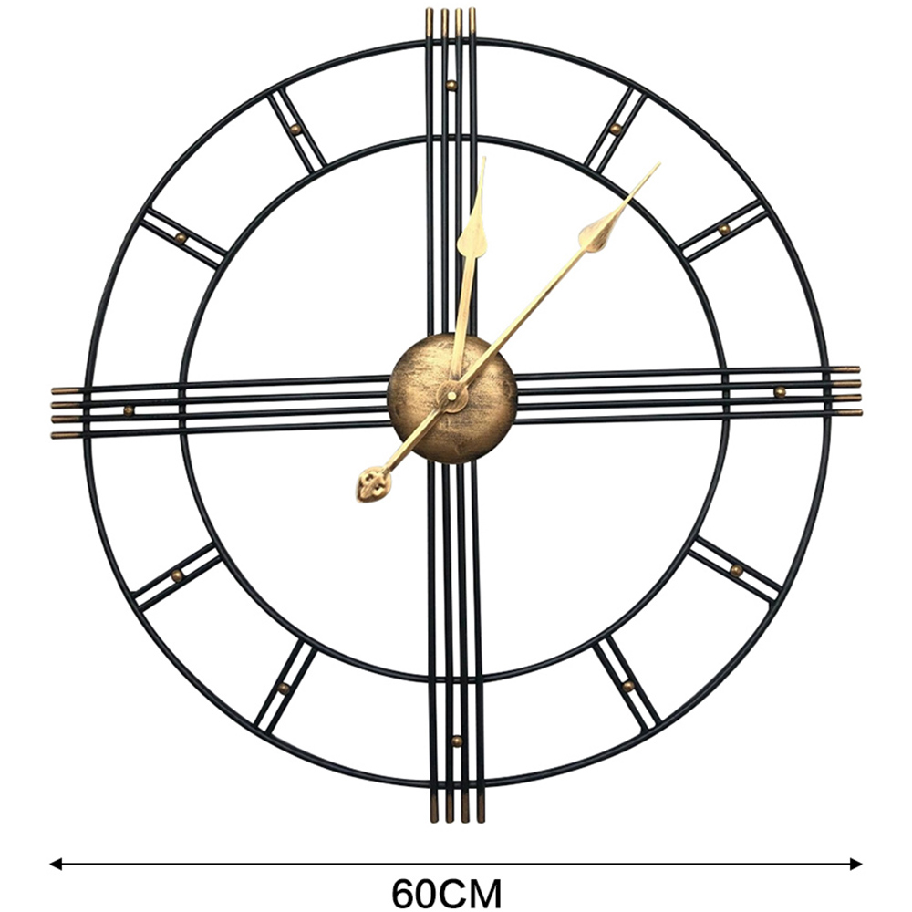 Living and Home Black and Gold Oversized Cut Out Metal Wall Clock 60cm Image 8