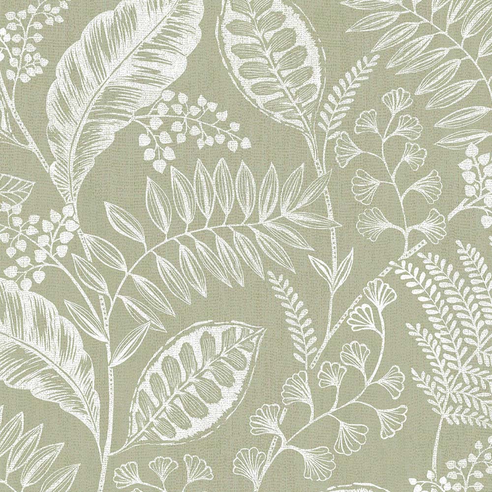 Fresco Artisan Leaf Sage Wallpaper Image 3