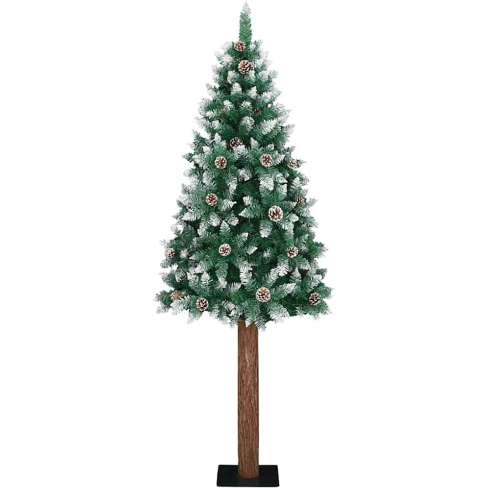 vidaXL Green Snow Flocked Artificial Christmas Tree with Pinecones 6ft Image 1