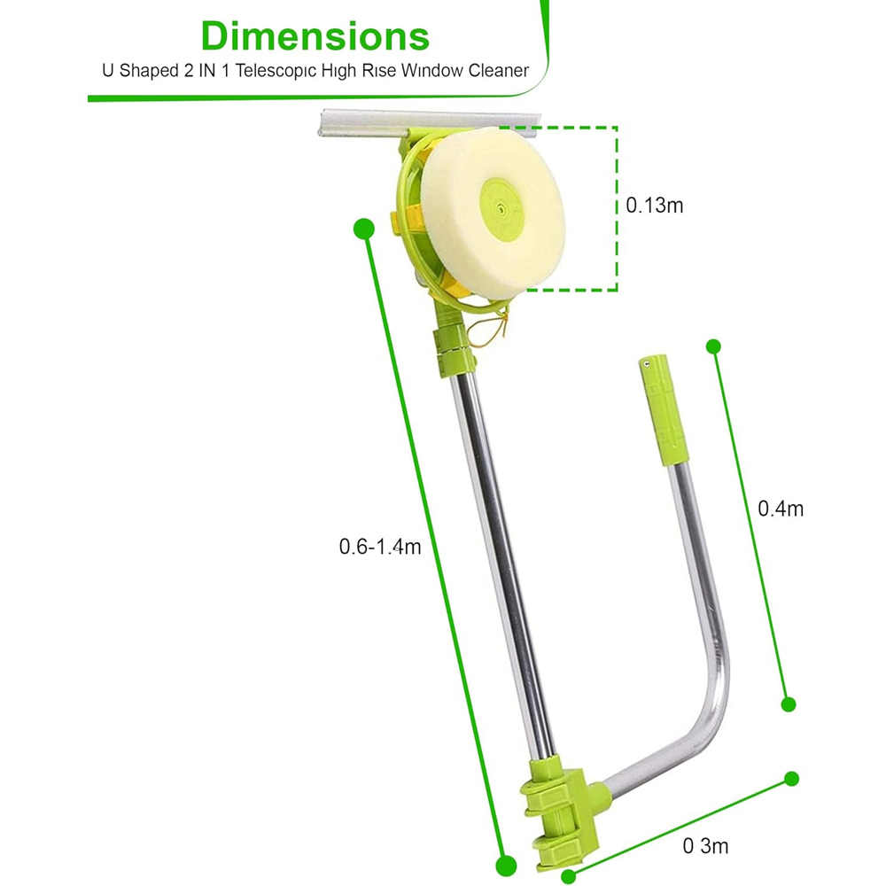 ATEK High-Reach Telescopic Window Cleaner with U-Shaped Brush Head Image 8