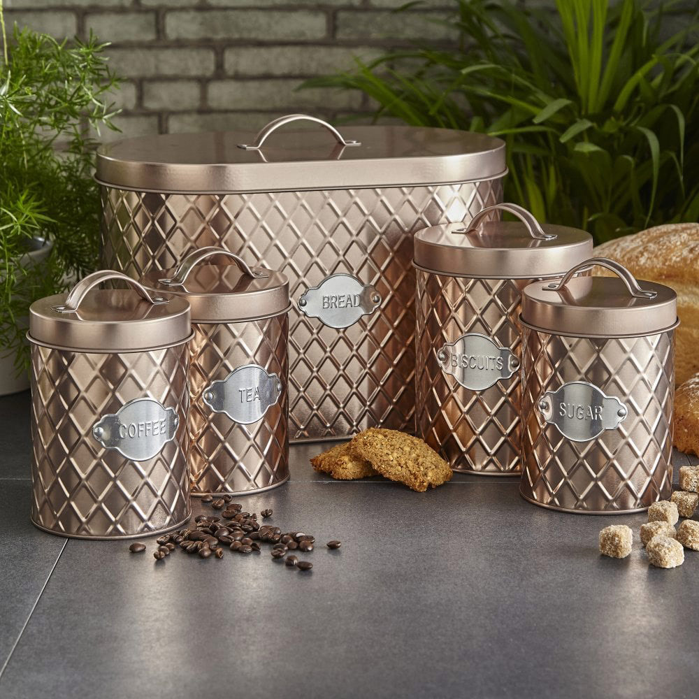 Neo Copper Embossed 5 Piece Kitchen Canister Set Image 2