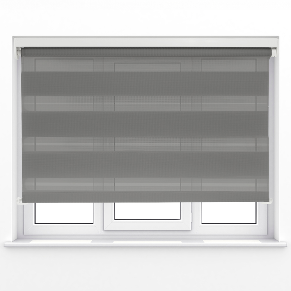 Caecus Day Night Blackout Long Drop Roller Blind Charcoal Grey 210 x 140cm Image 1