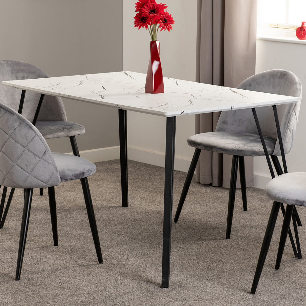 Seconique Marlow 4 Seater Dining Table White Marble Effect Image 1