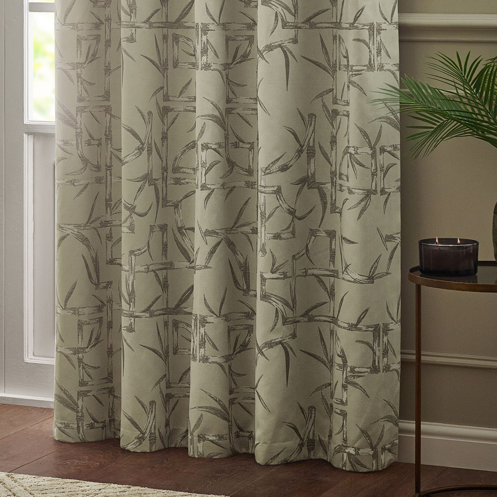 Paoletti Bamboo Champagne Fully Lined Jacquard Eyelet Curtains 168 x 183cm Image 3