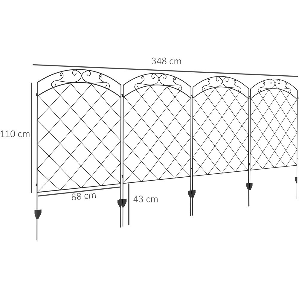 Outsunny Black Swirls Fence Panels Set of 4 Image 7