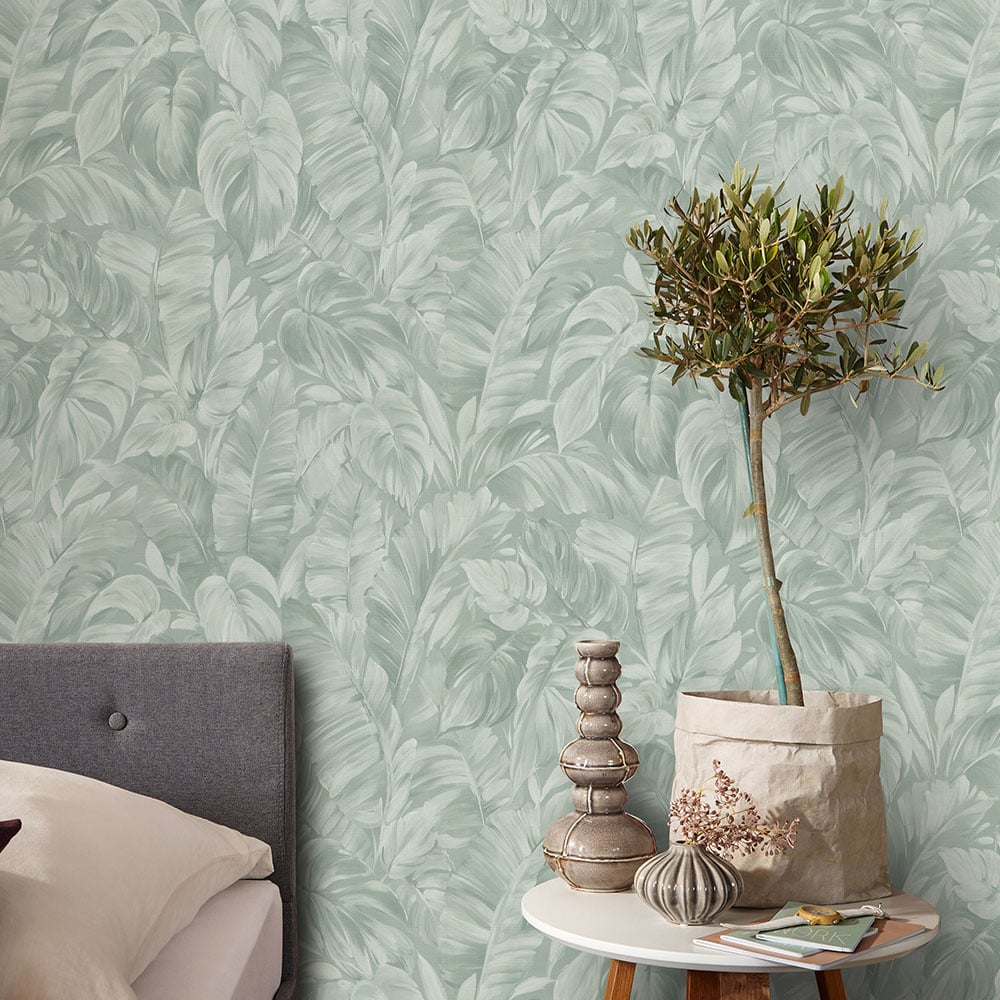 Erismann Textured Folio Leaf Green Wallpaper Image 4