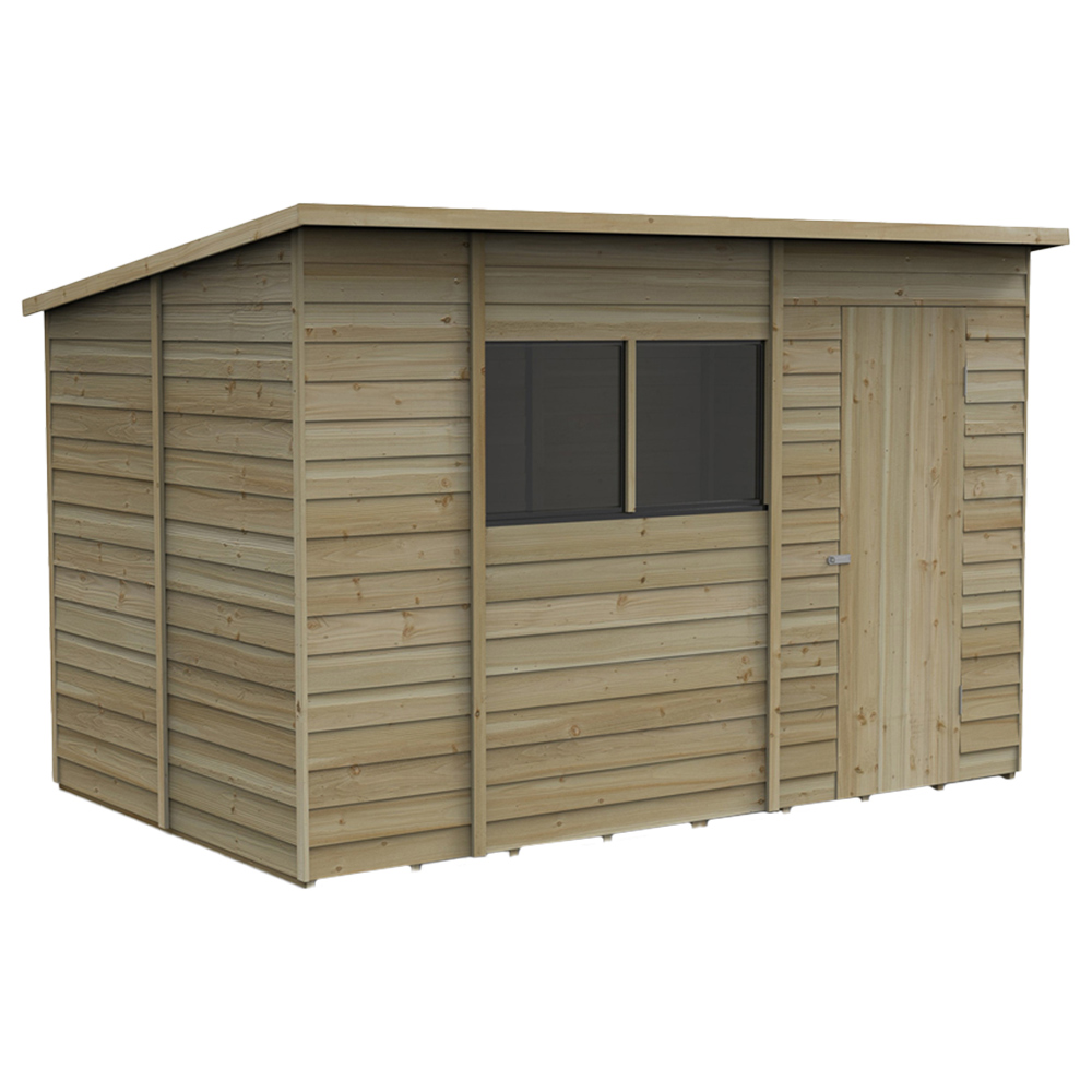 Forest Garden 10 x 6ft Overlap Pressure Treated Apex Garden Shed with Windows Image