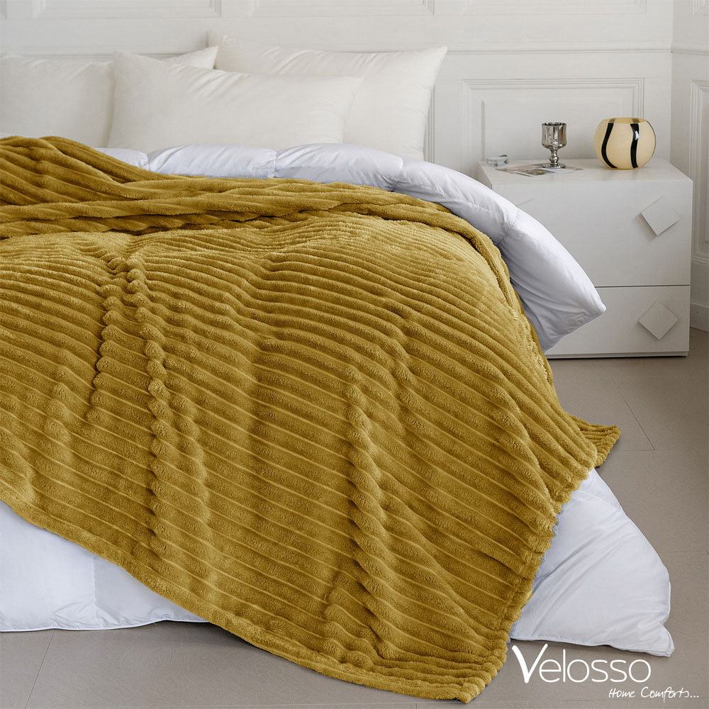 Velosso Bellissima Ochre Plush Throw 150 x 200cm Image 4
