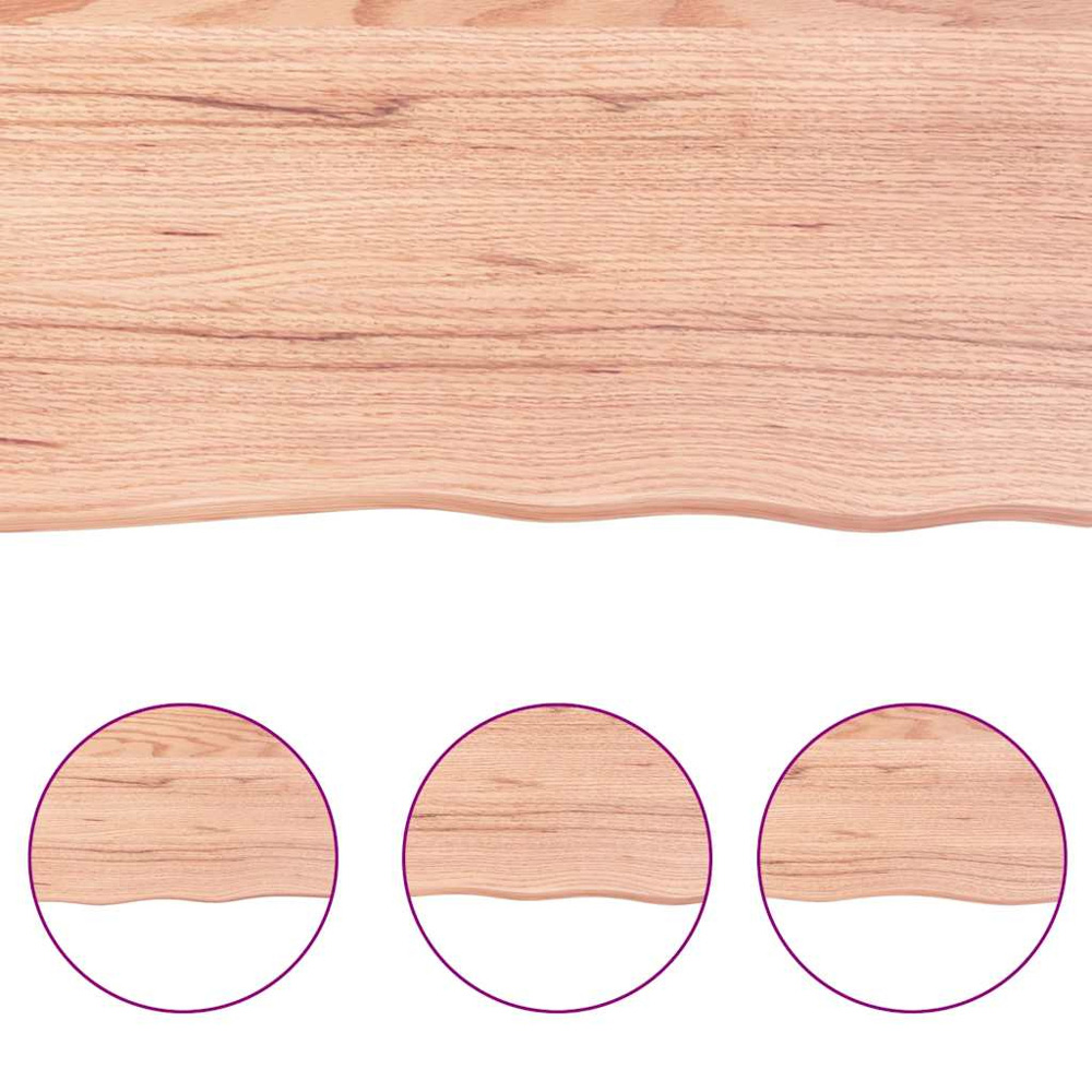 vidaXL 200cm Light Brown Treated Solid Oak Wood Floating Wall Shelf Image 4