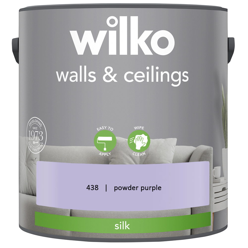 Wilko Walls & Ceilings Powder Purple Silk Emulsion Paint 2.5L Image 2