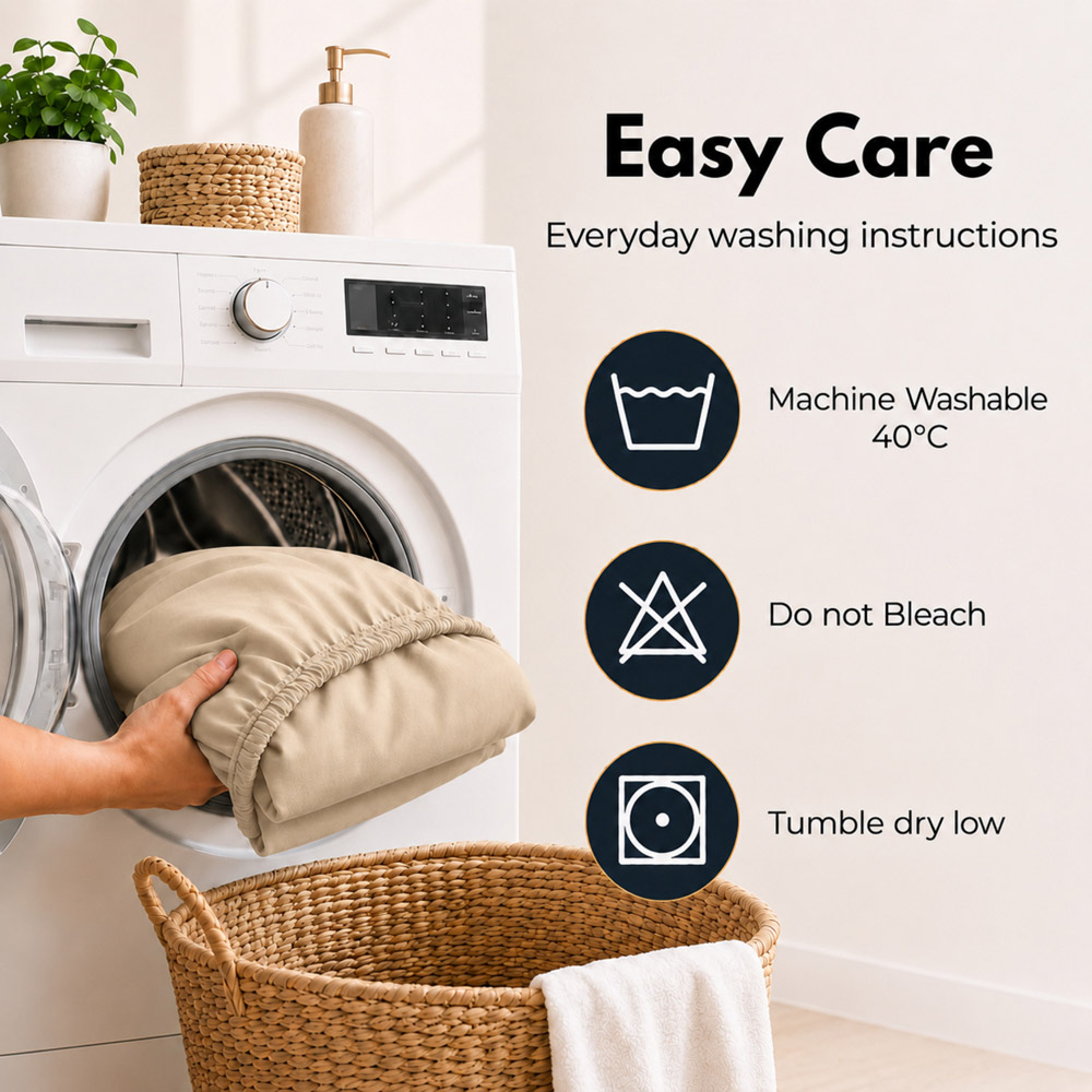 MHG Living Single Beige 30cm Deep Pocket Fitted Sheet Image 7