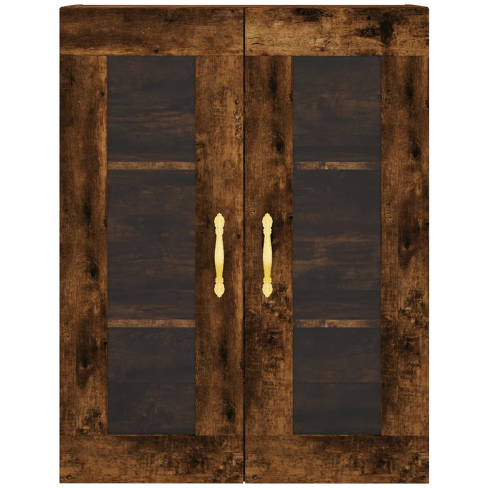 vidaXL 2 Glass Door Smoked Oak Wall Mounted Storage Cabinet Image 7
