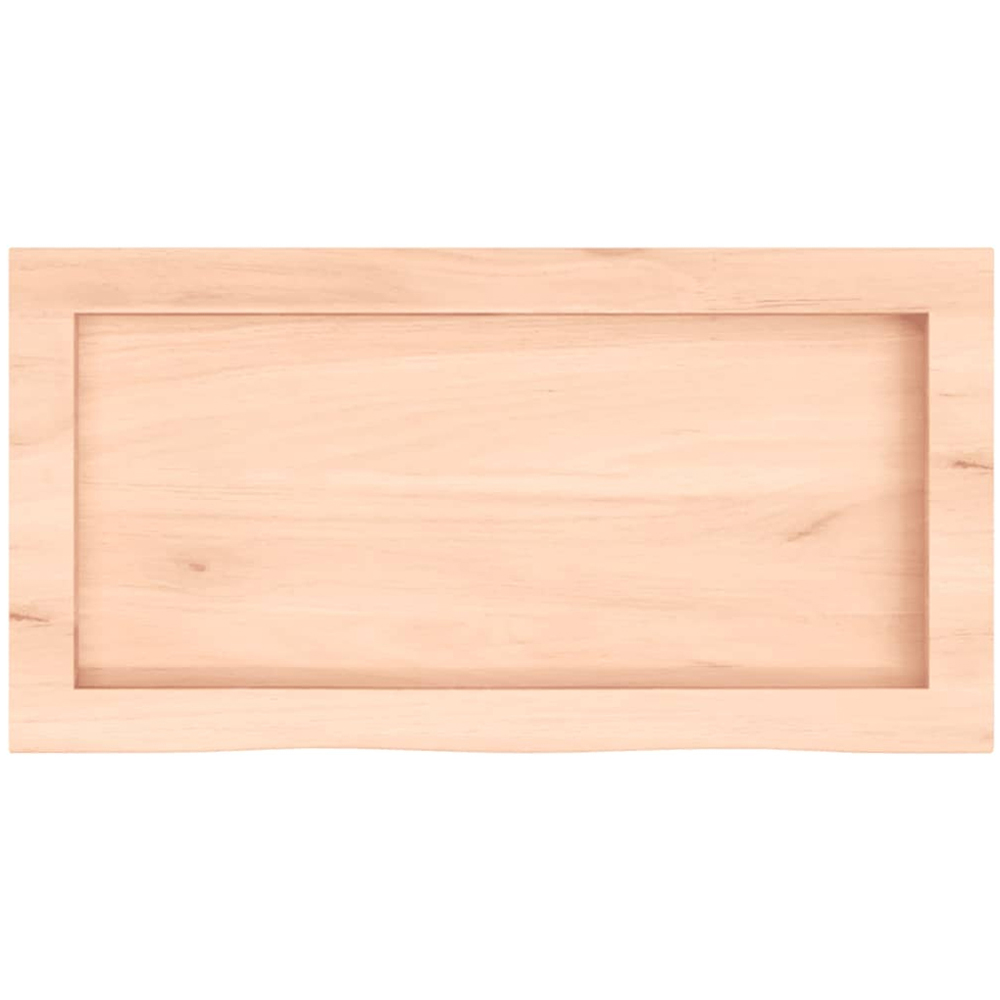 vidaXL 60cm Natural Untreated Solid Oak Wood Floating Wall Shelf Image 4