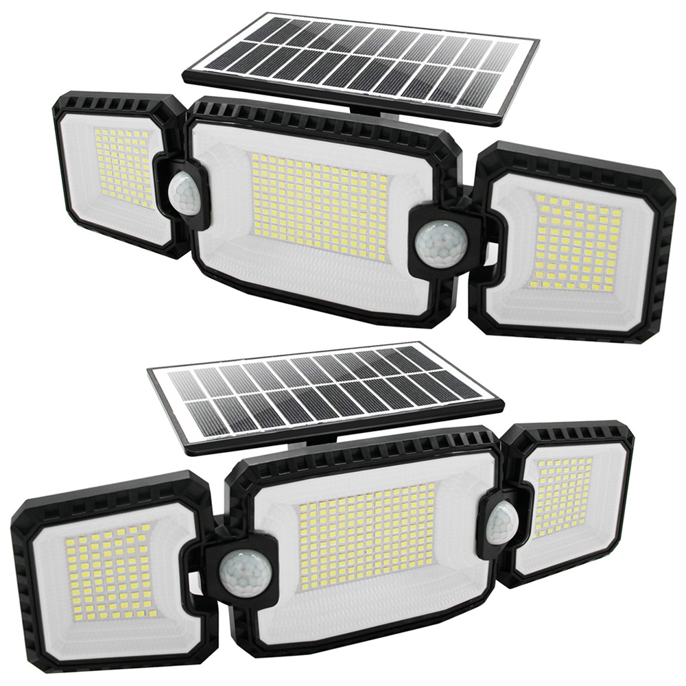 Callow Solar LED Triple Security Floodlight with Double PIR Sensor Black Image 3