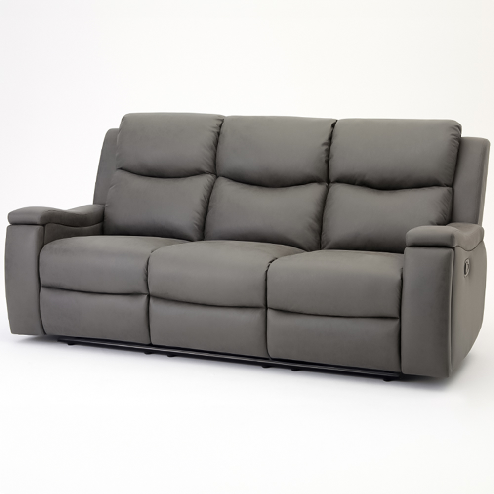 Home Detail Collins 3 Seater Grey Air Leather Manual Recliner Sofa Image 3