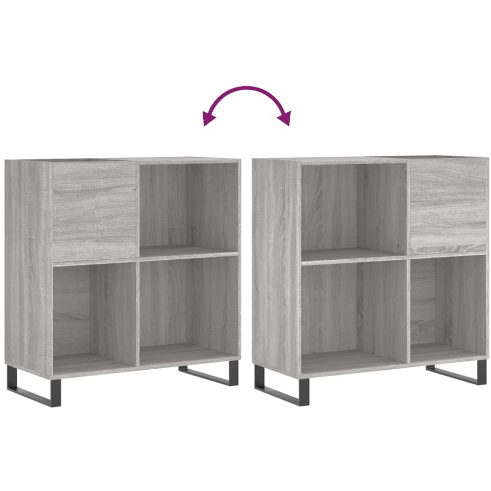 vidaXL 3 Shelf Grey Sonoma Square Record Cabinet Image 7