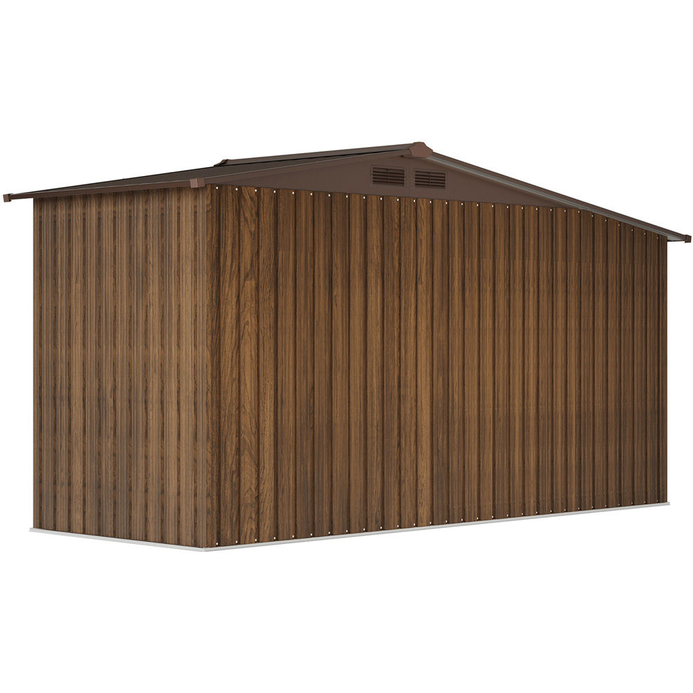 Living and Home 4 x 8ft Wood Grain Finish Apex Garden Shed with Log Storage Image 7