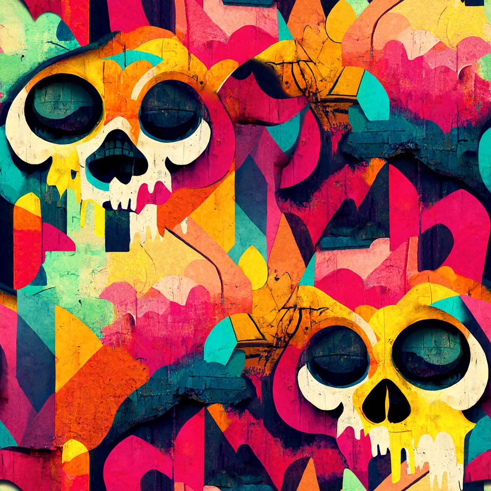 Arthouse Skull Graffiti Multicolour Wallpaper Image 1