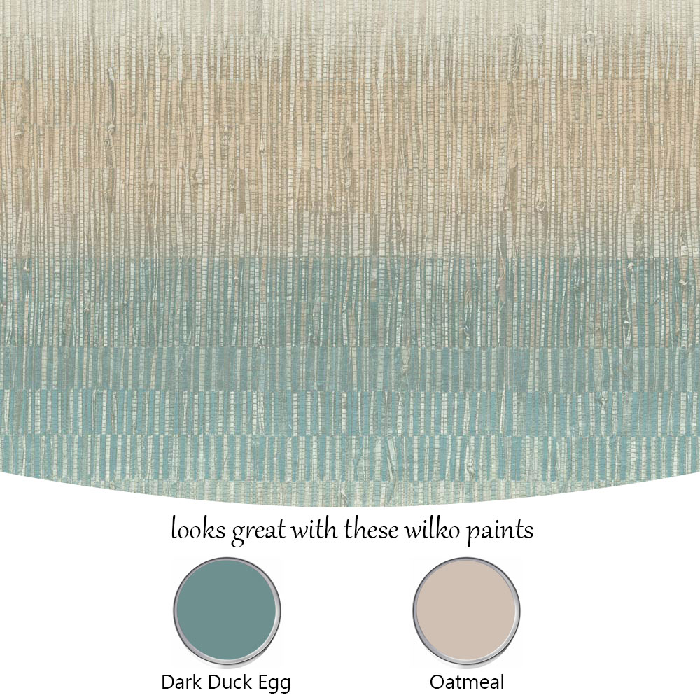 Grandeco Malibu Textile Woven Effect Teal Wallpaper Image 4