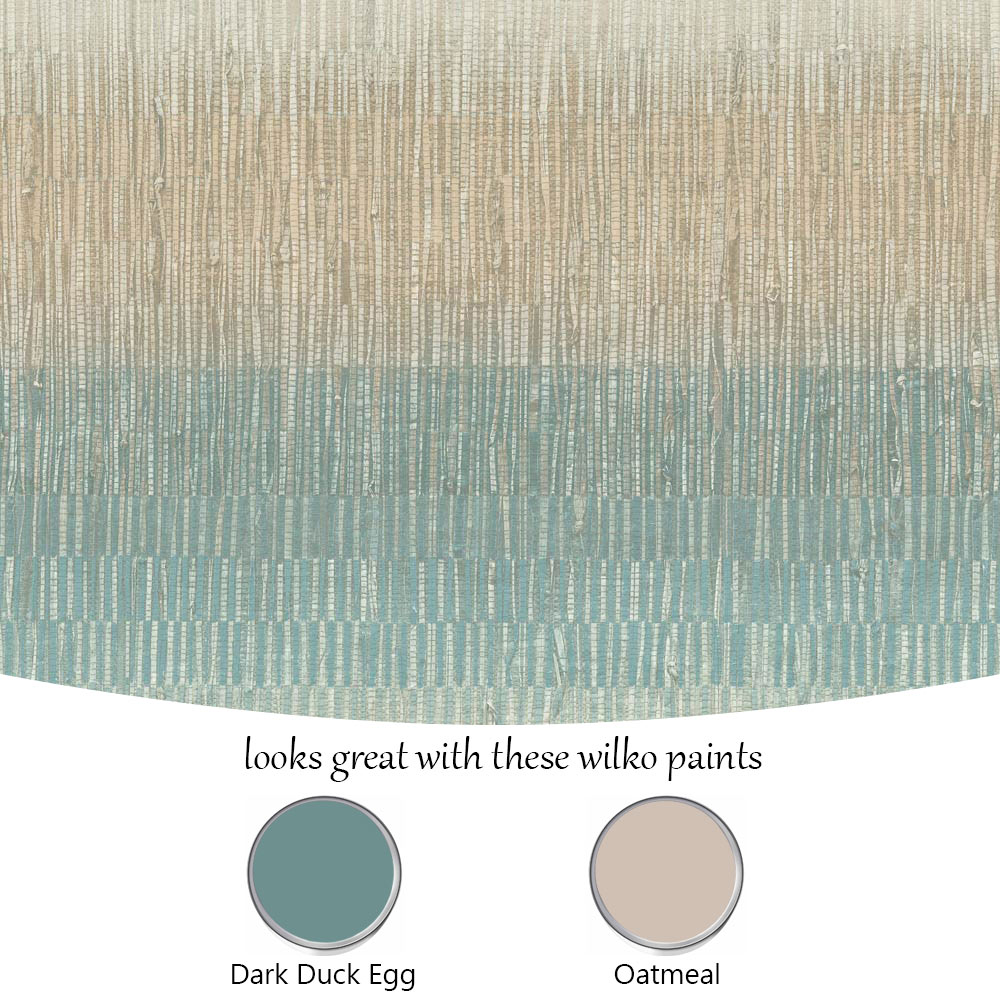 Grandeco Teal Malibu Textile Woven Effect Wallpaper Image 4