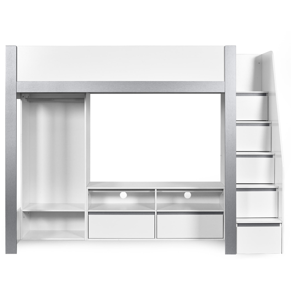 Julian Bowen Gaia Single White and Silver High Sleeper TV Bed Image 2