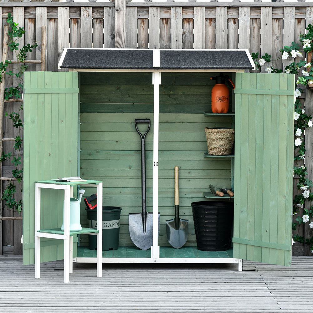 Outsunny 4.2 x 2.3ft Green Garden Storage Shed Image 2